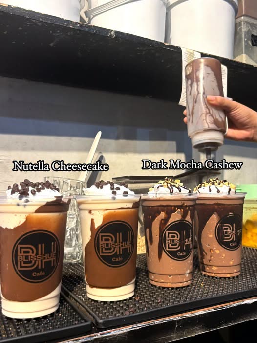 A frappe being poured at the Blisshue counter